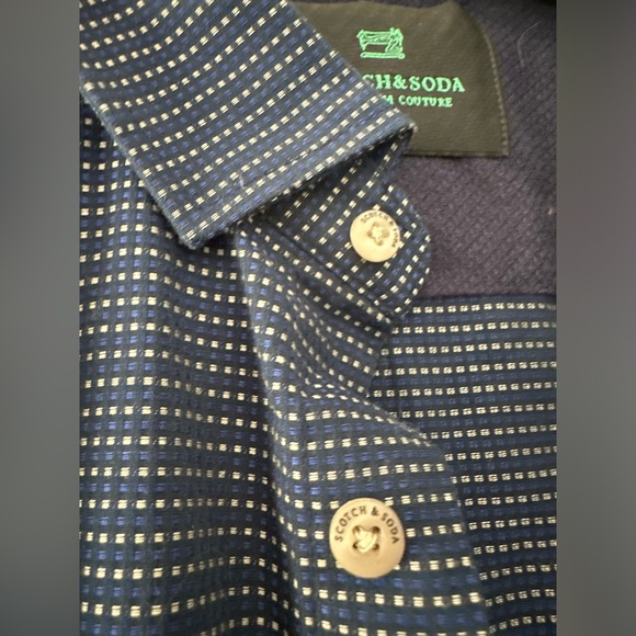 Scotch & Soda men’s button up shirt navy blue and white size XL - Picture 5 of 9